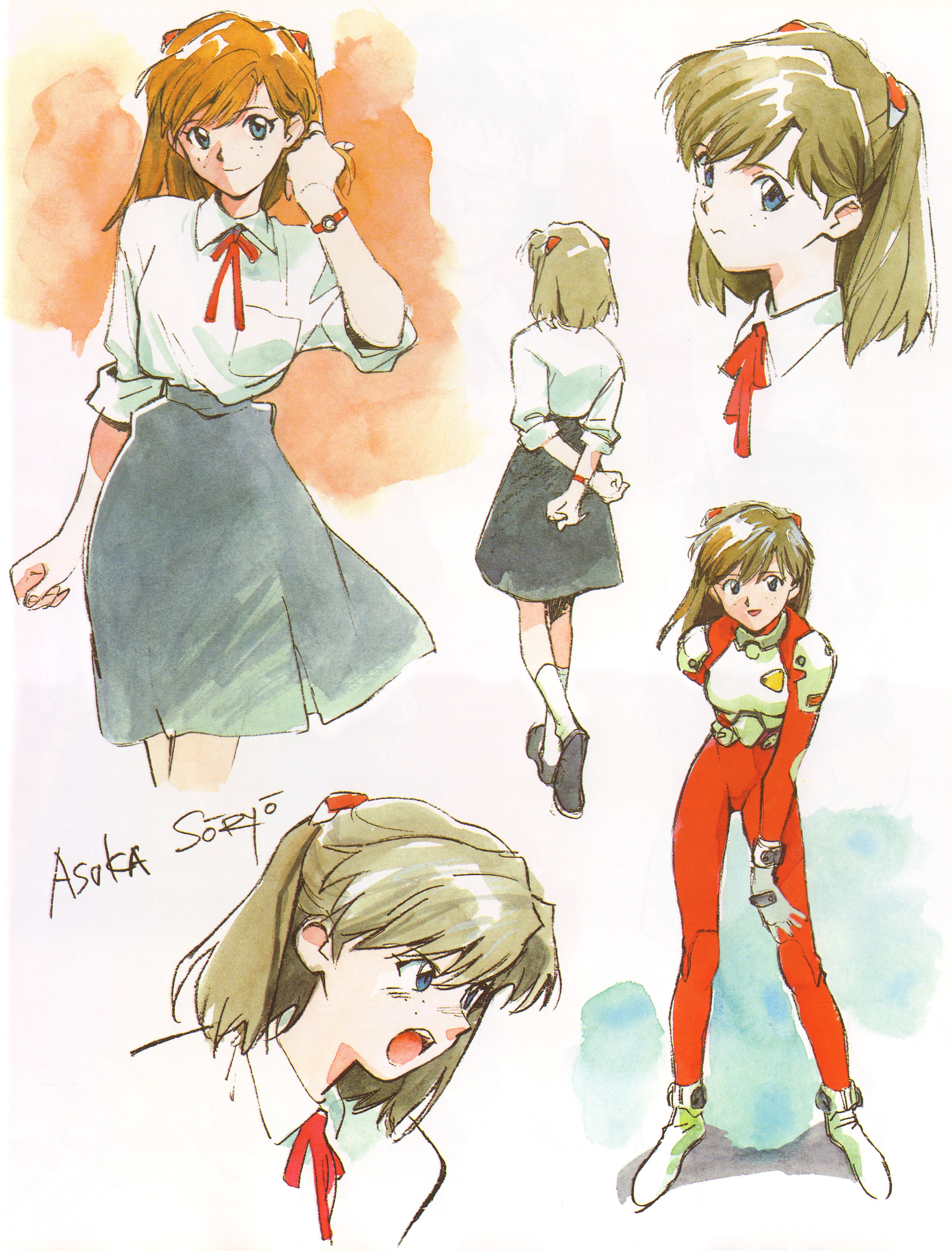 Asuka Sōryū Character Study by Yoshiyuki Sadamoto (1995)