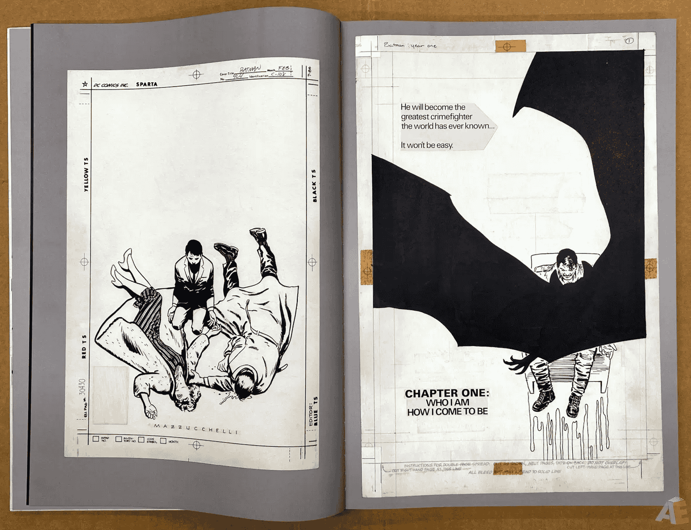 Batman: Year One, Chapter One Opening Spread Original Art by David Mazzucchelli (1987)