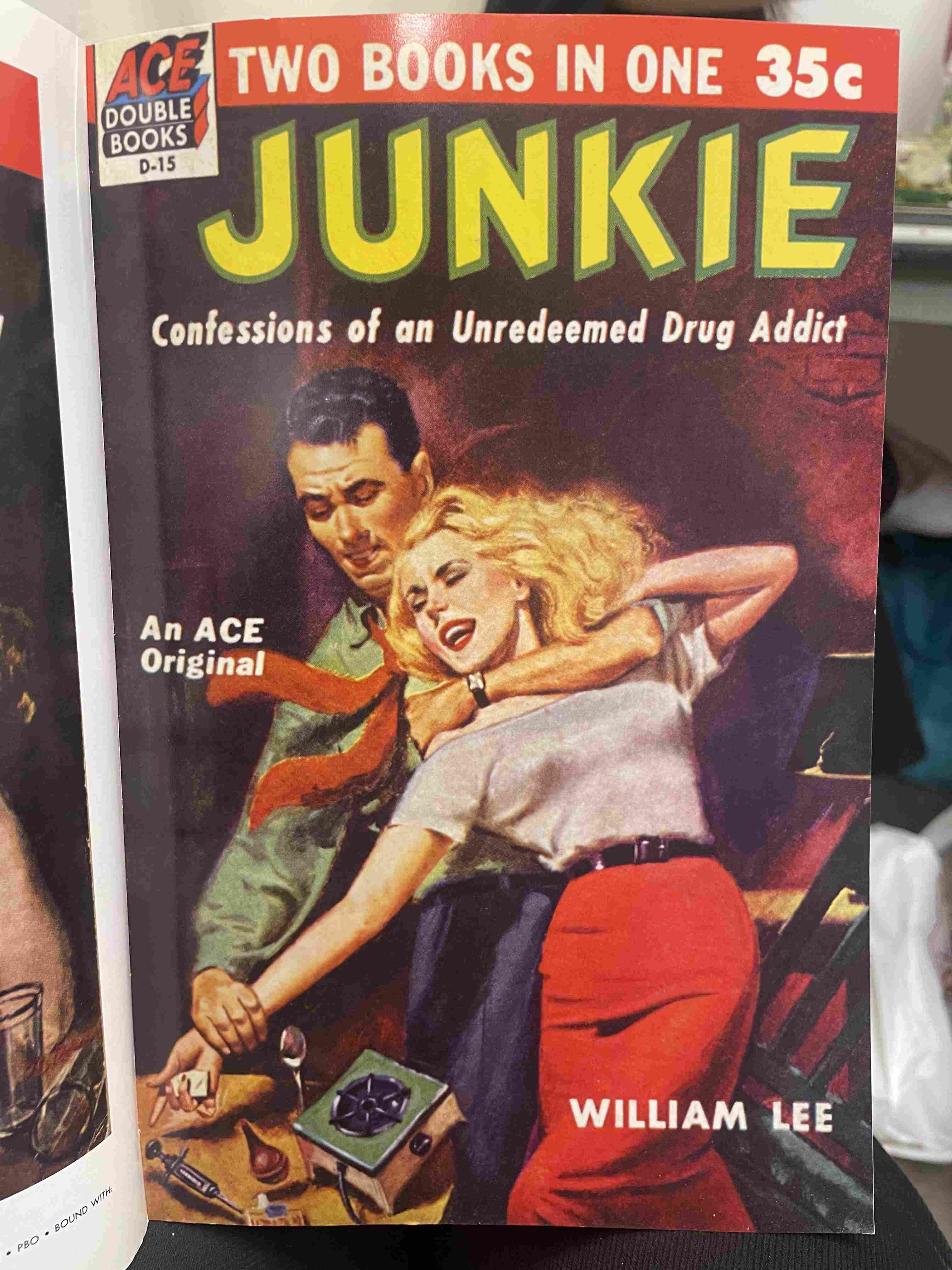 Cover illustration for Junkie (Ace Double D-15) by Norman Saunders (1953)