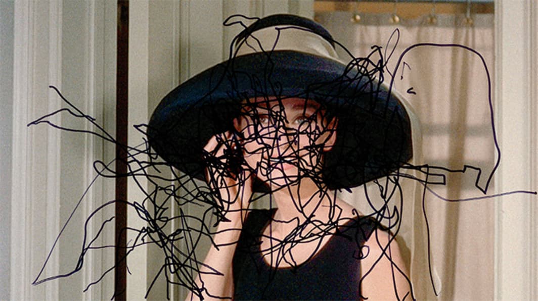 Scribbled Portrait of Woman in Hat by Douglas Gordon (mid-1990s)