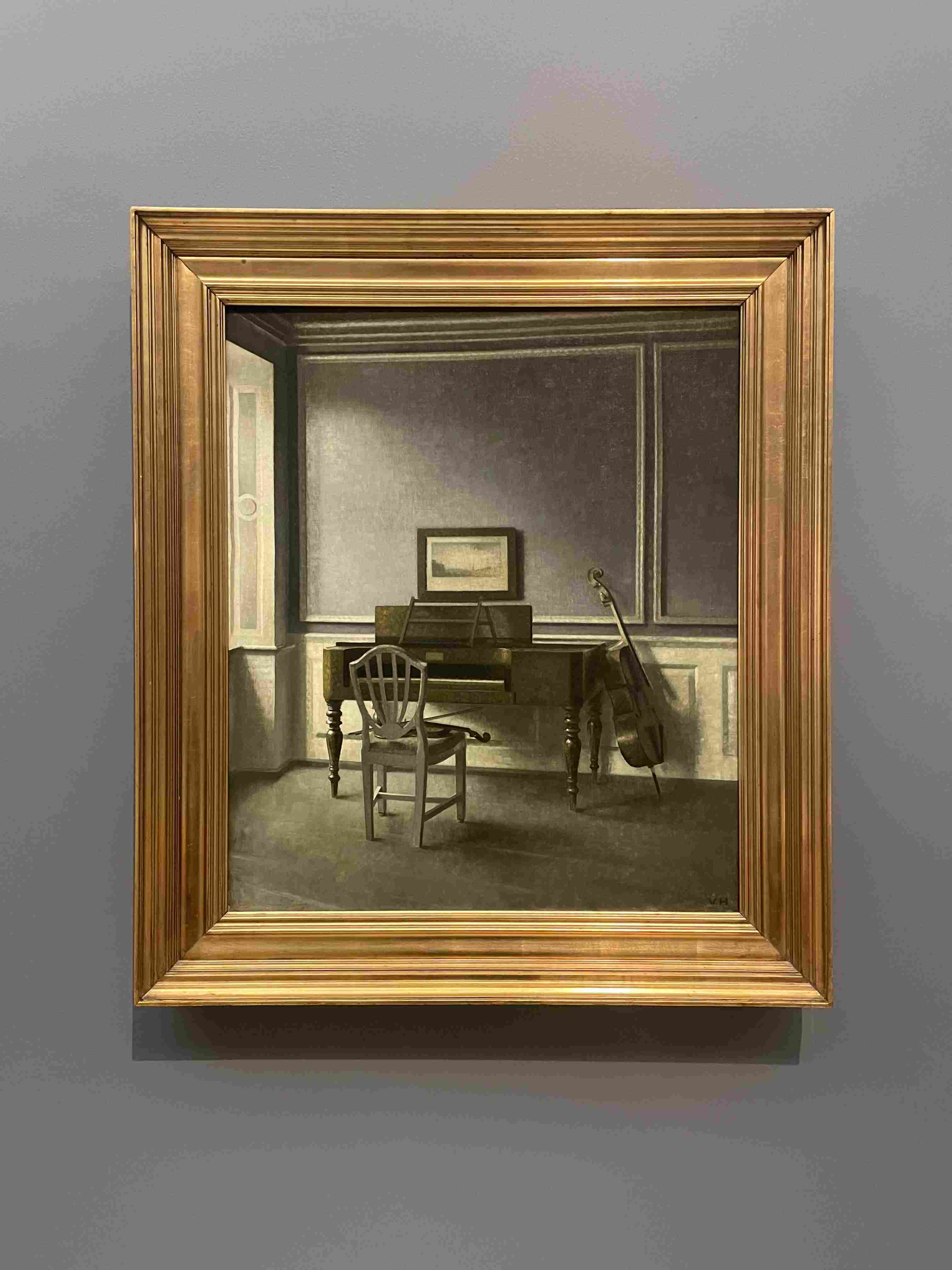 Interior with Piano and Cello by Vilhelm Hammershøi (1901)