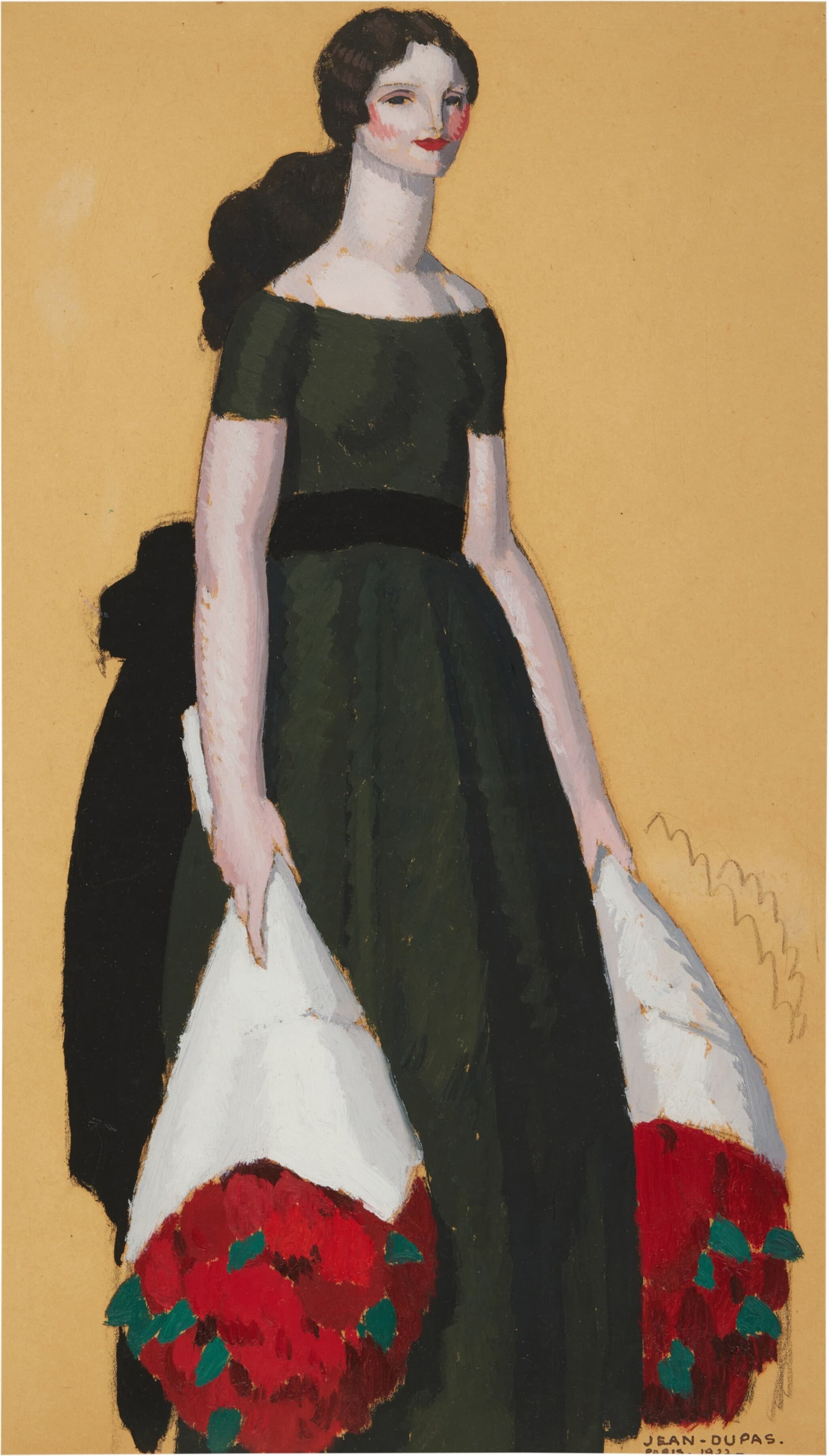 Jeune femme aux bouquets de roses by Jean Dupas (1922)