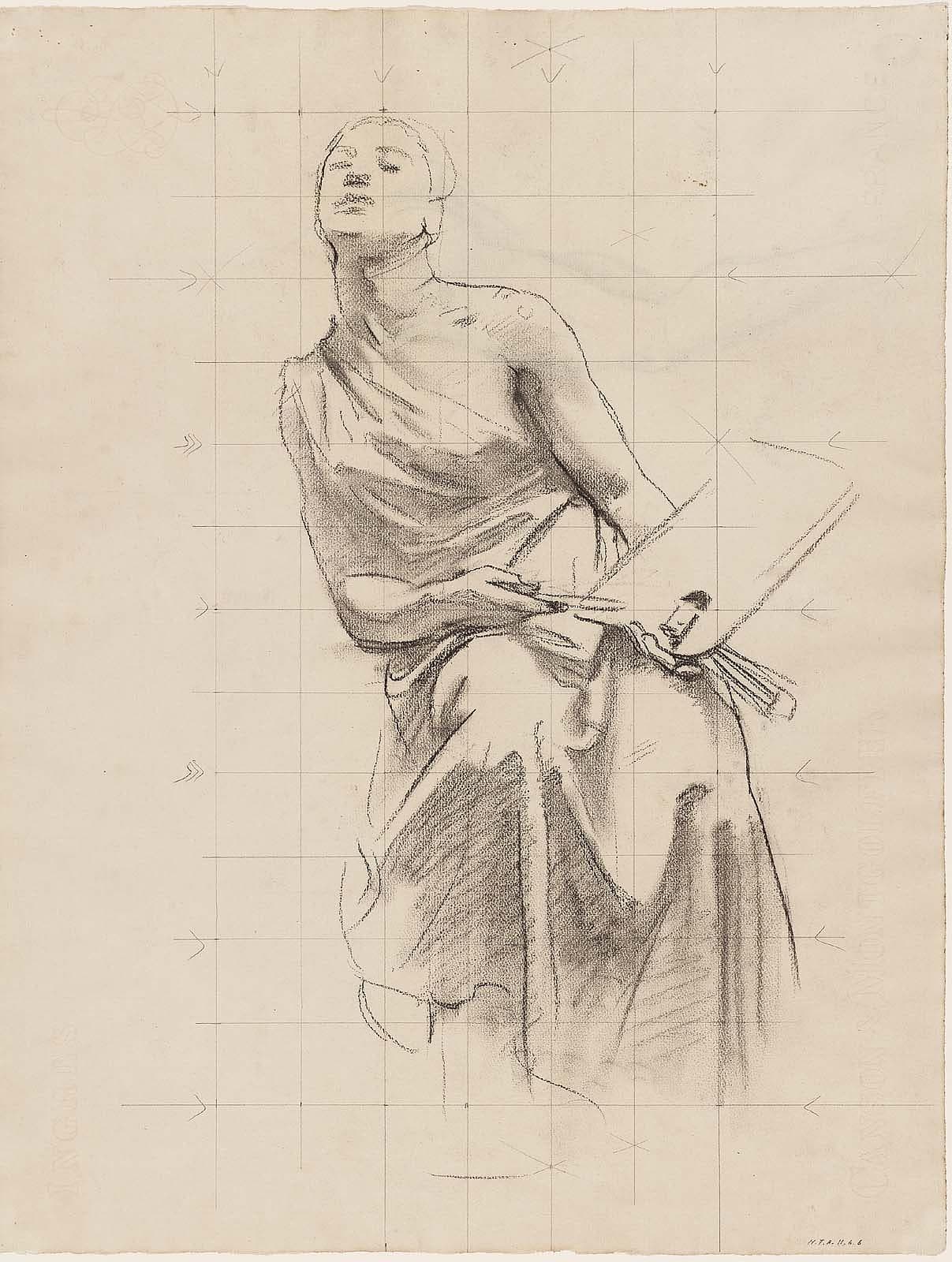 Sketch for Architecture, Painting and Sculpture (recto) by John Singer Sargent (c. 1917–1921)