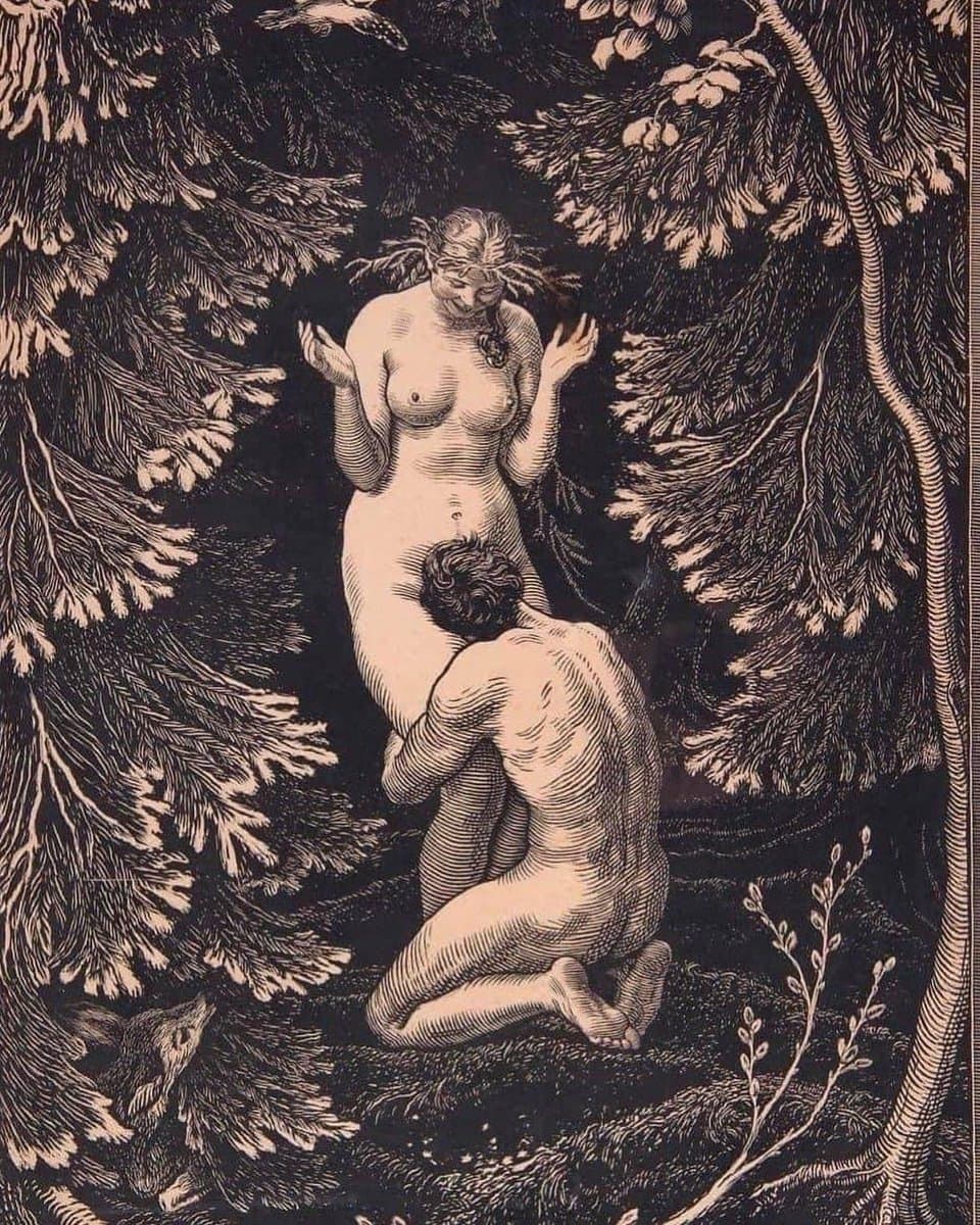 L'Étreinte (The Embrace) by Franz von Bayros (c. 1913)