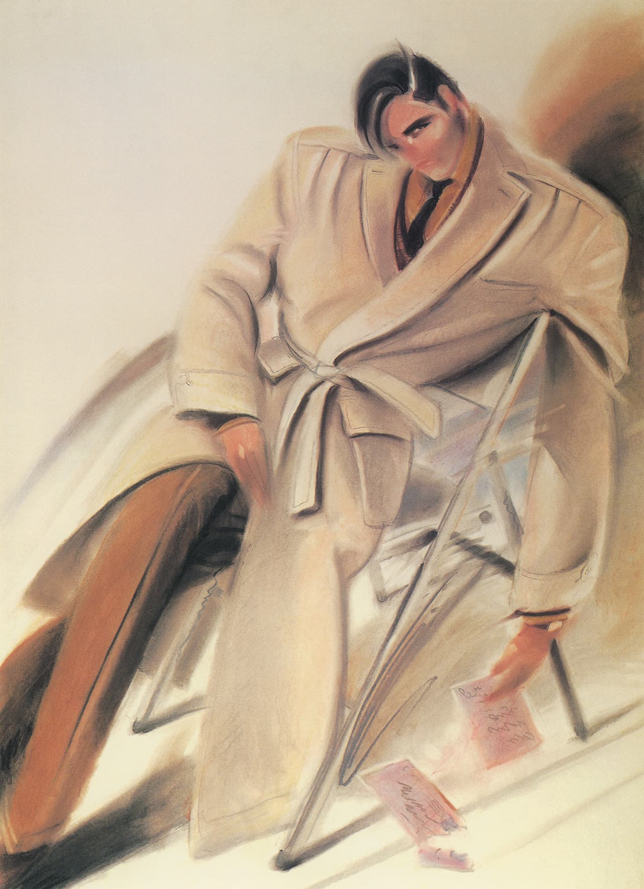 Man in Trench Coat by Antonio Lopez (c. 1982)