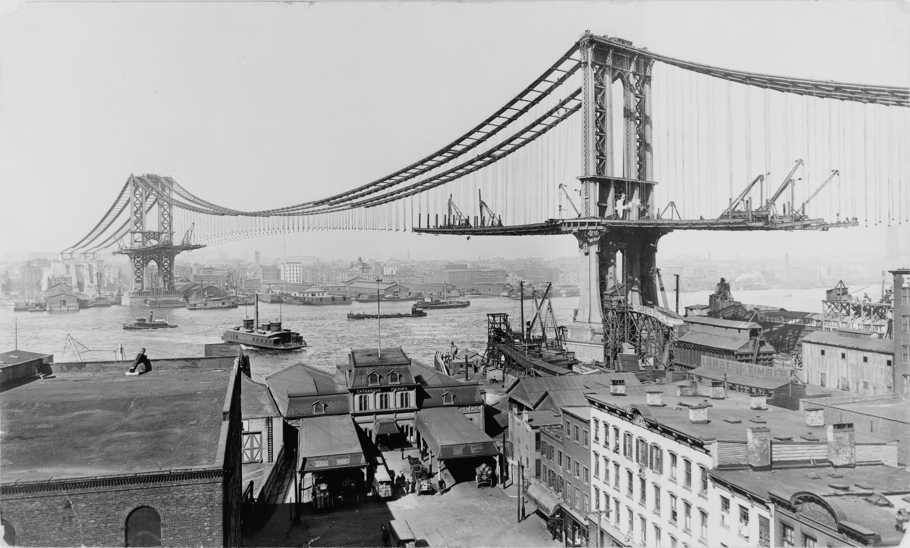 Manhattan Bridge Construction (D-194) by Irving Underhill (1909)