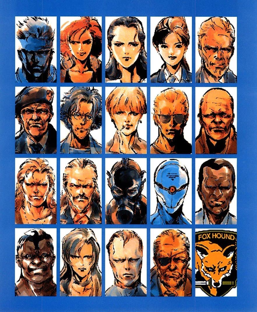 Metal Gear Solid Character Roster by Yoji Shinkawa (1998)