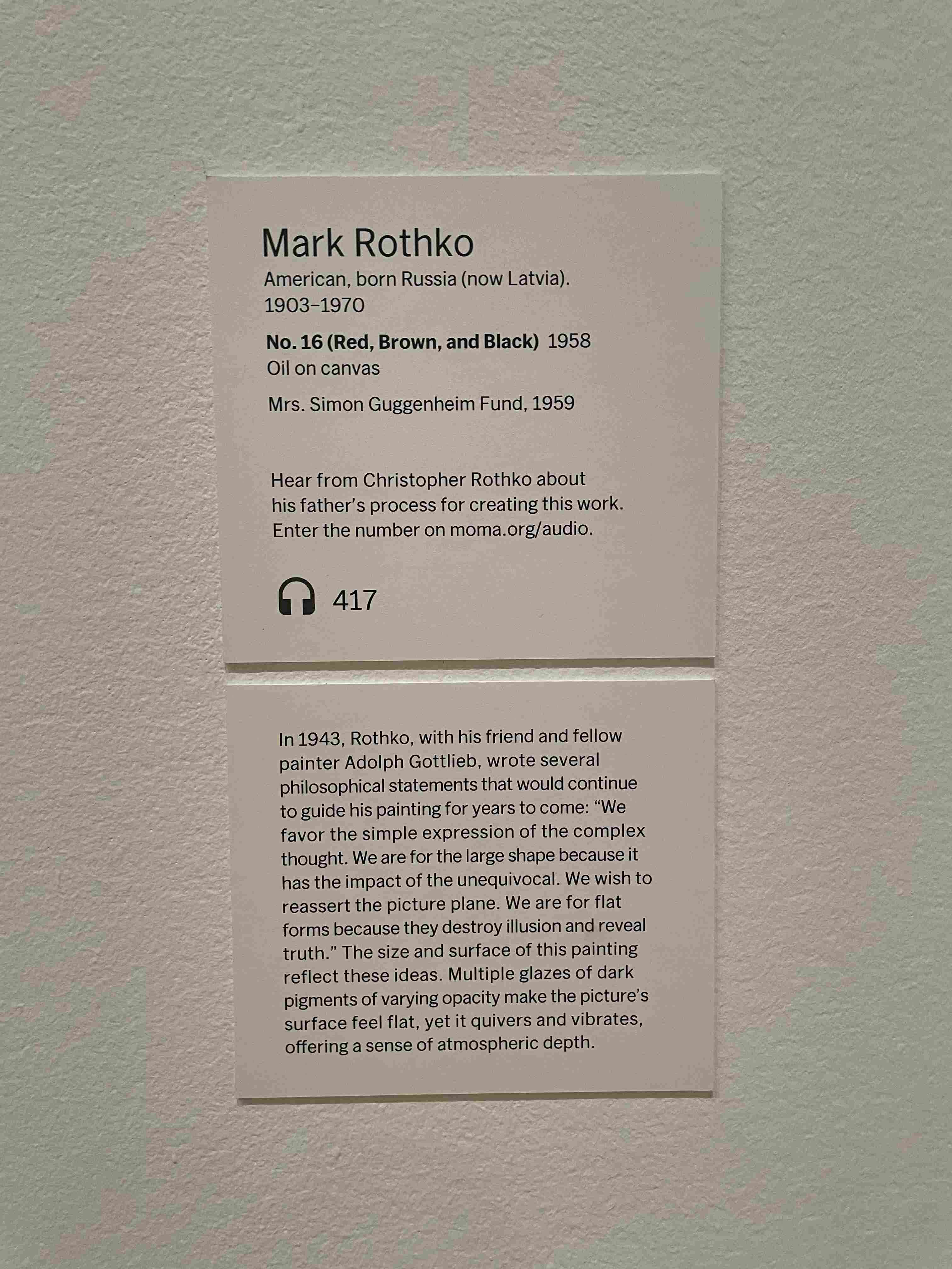 No. 16 (Red, Brown, and Black) by Mark Rothko (1958)