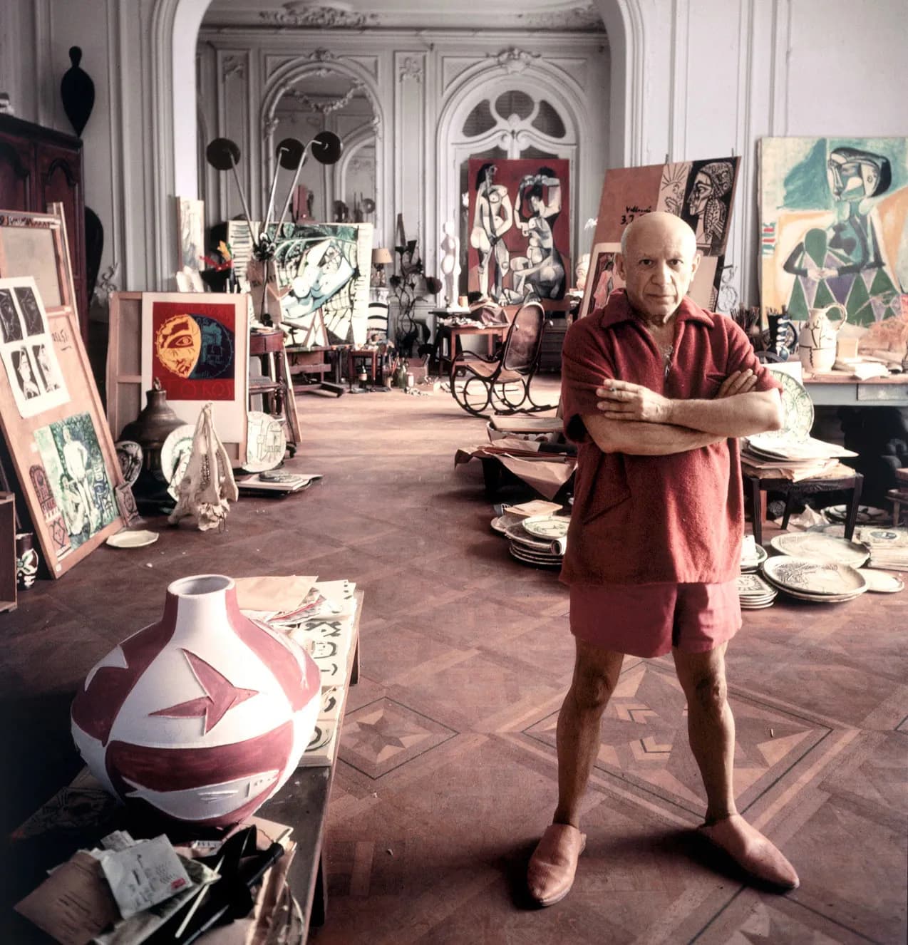 Pablo Picasso in his studio at La Californie, Cannes by David Douglas Duncan (1957)