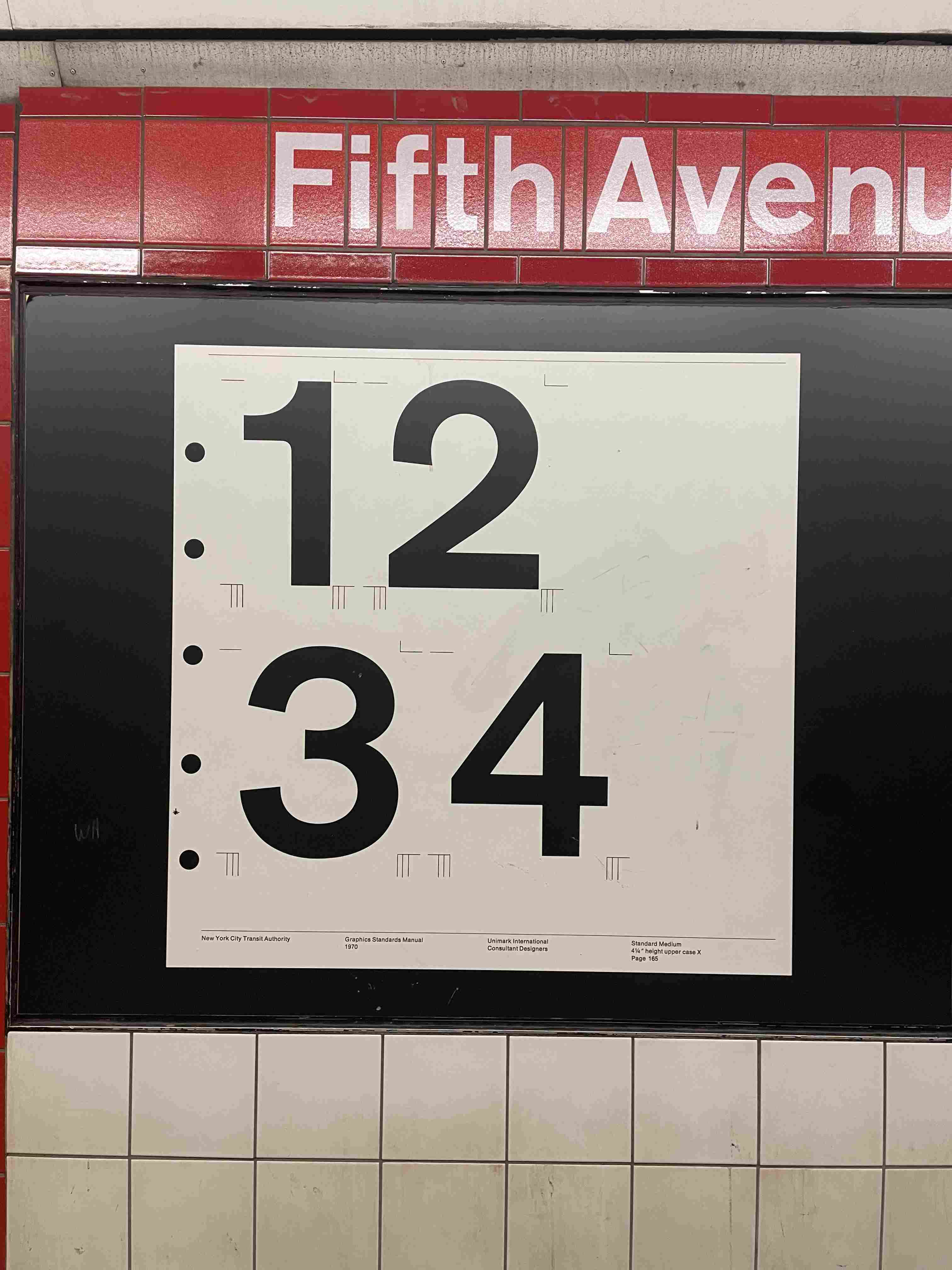 Page 165, New York City Transit Authority Graphics Standards Manual (Showing Numbers 12 34) by Unimark International (1970)