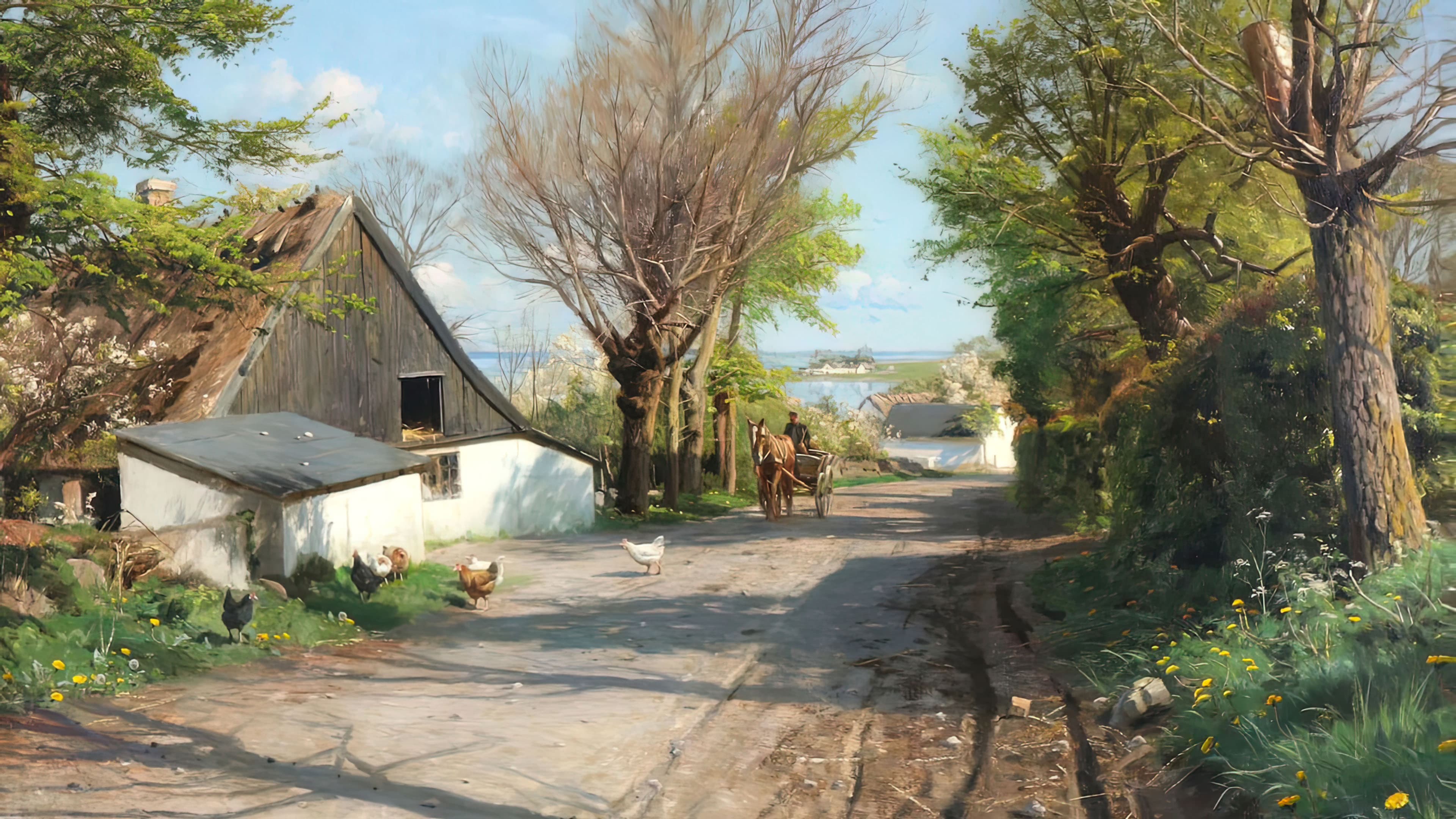 peder mrk mnsted a road with a farmhouse near the sea (c 1900)