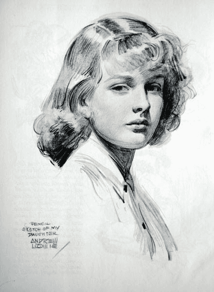 Pencil Sketch of My Daughter by Andrew Loomis (1946)