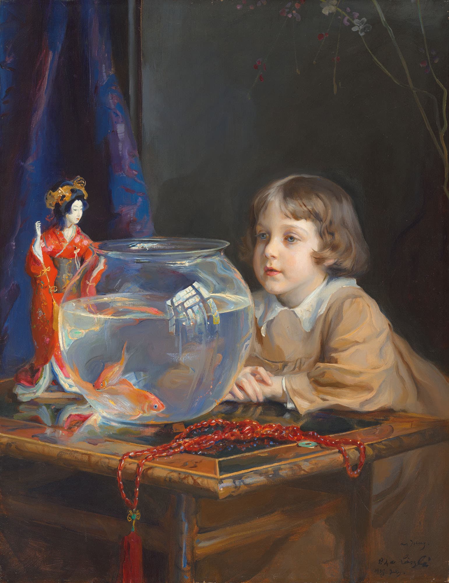 Portrait of Johnny with a Goldfish Bowl by Philip Alexius de László (1913)