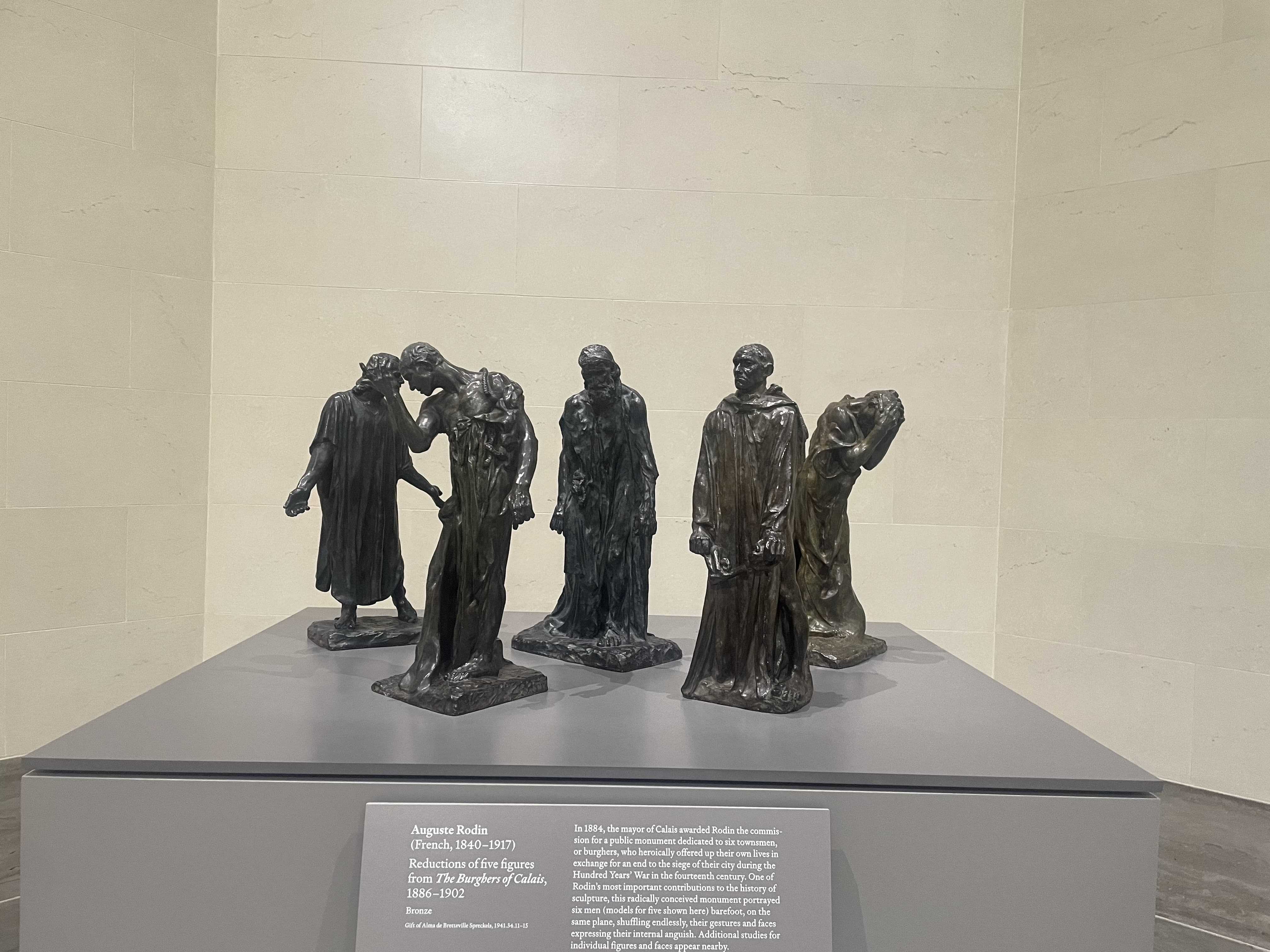 Reductions of five figures from The Burghers of Calais by Auguste Rodin (1886–1902)