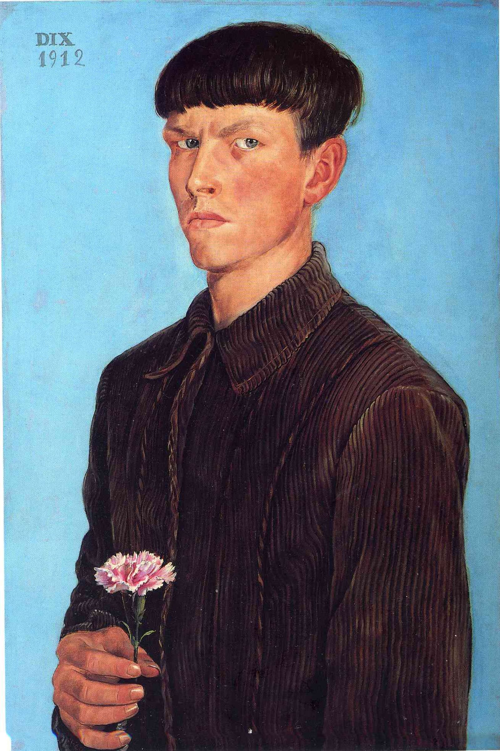 Self-Portrait with Carnation by Otto Dix (1912)
