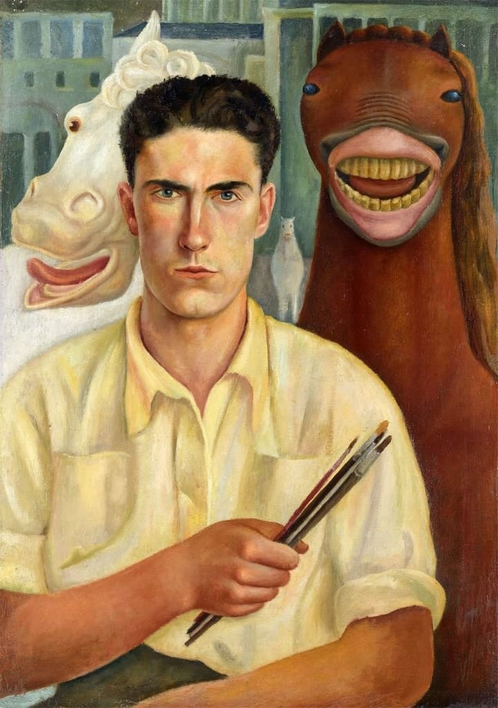 Self-Portrait with Two Horses by Pavel Tchelitchew (1932)