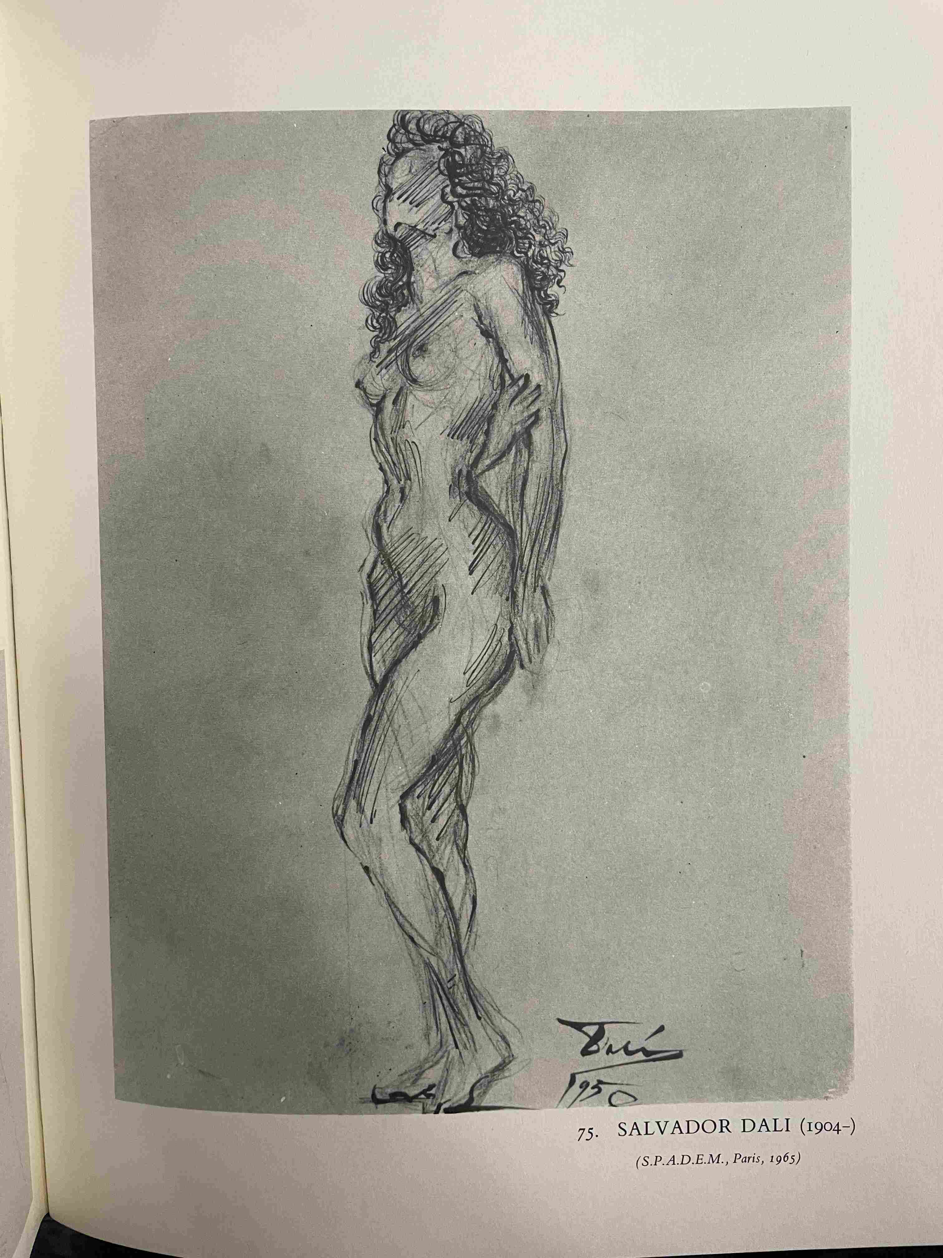 Sketch of a Standing Female Nude with Curly Hair by Salvador Dalí (1950)