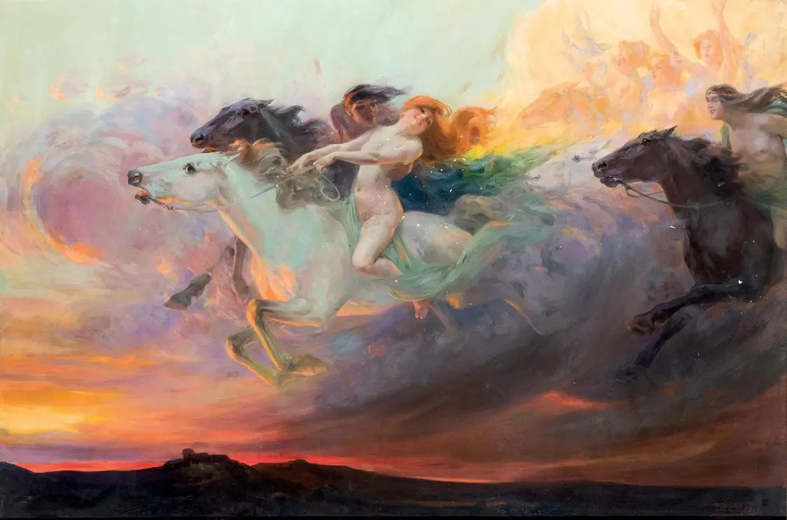 The Chariot of Aurora by Herbert James Draper (c. 1900)