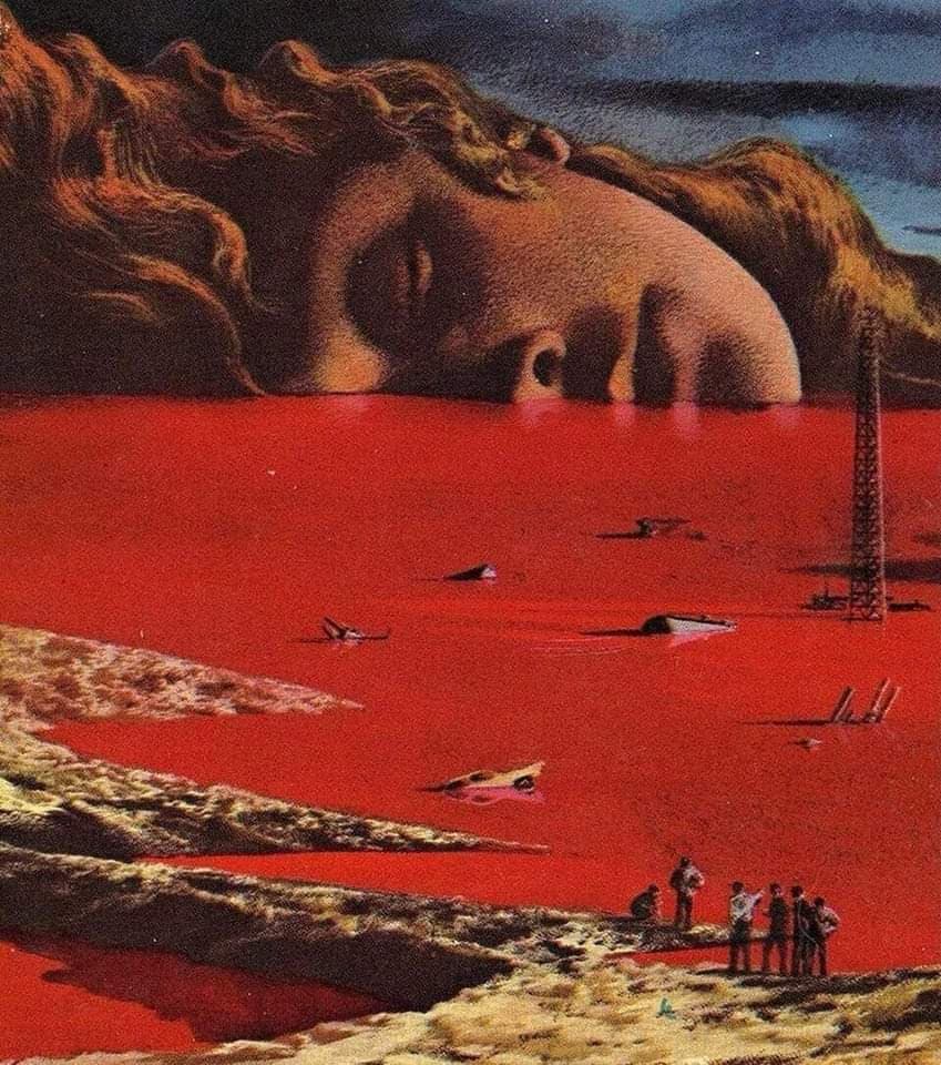 The Drowned World (Book Cover Illustration) by Richard M. Powers (1965)