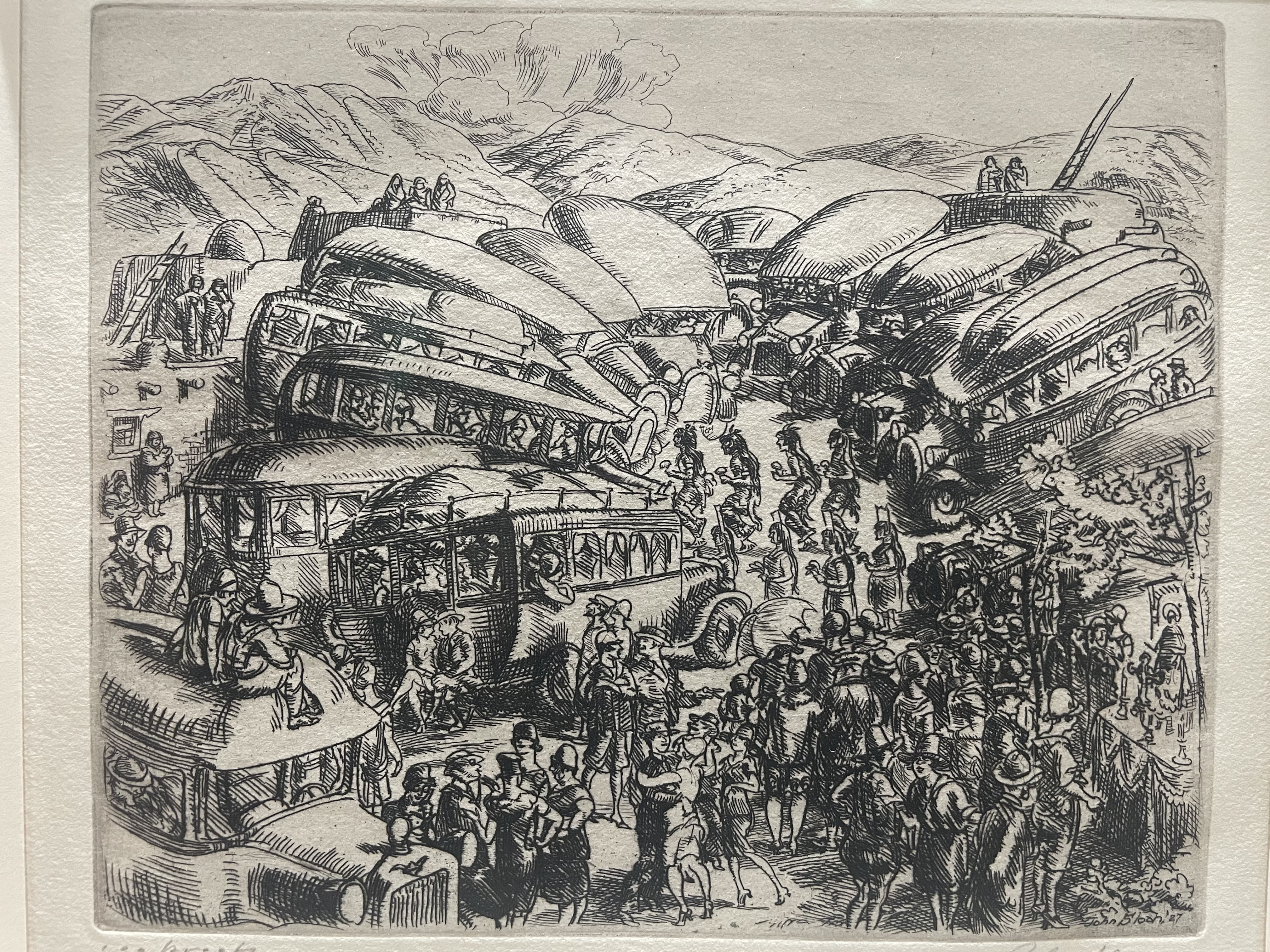 The Great Pikes Peak Bus Accident by John Sloan (1927)
