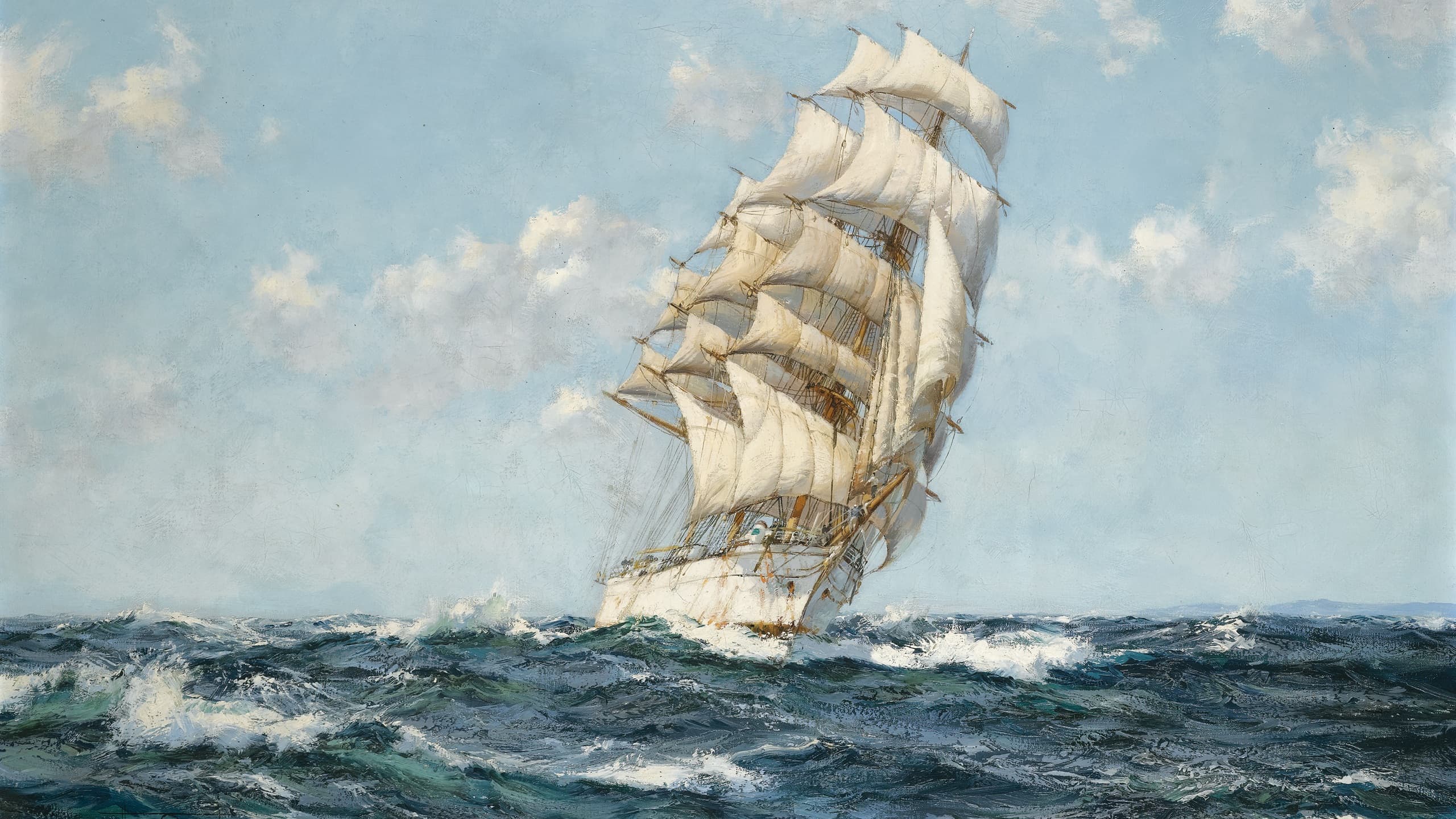 thomas jacques somerscales fullrigged ship in heavy seas (c 1900)