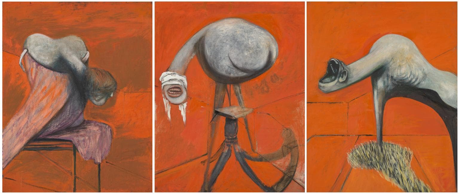 Three Studies for Figures at the Base of a Crucifixion by Francis Bacon (1944)