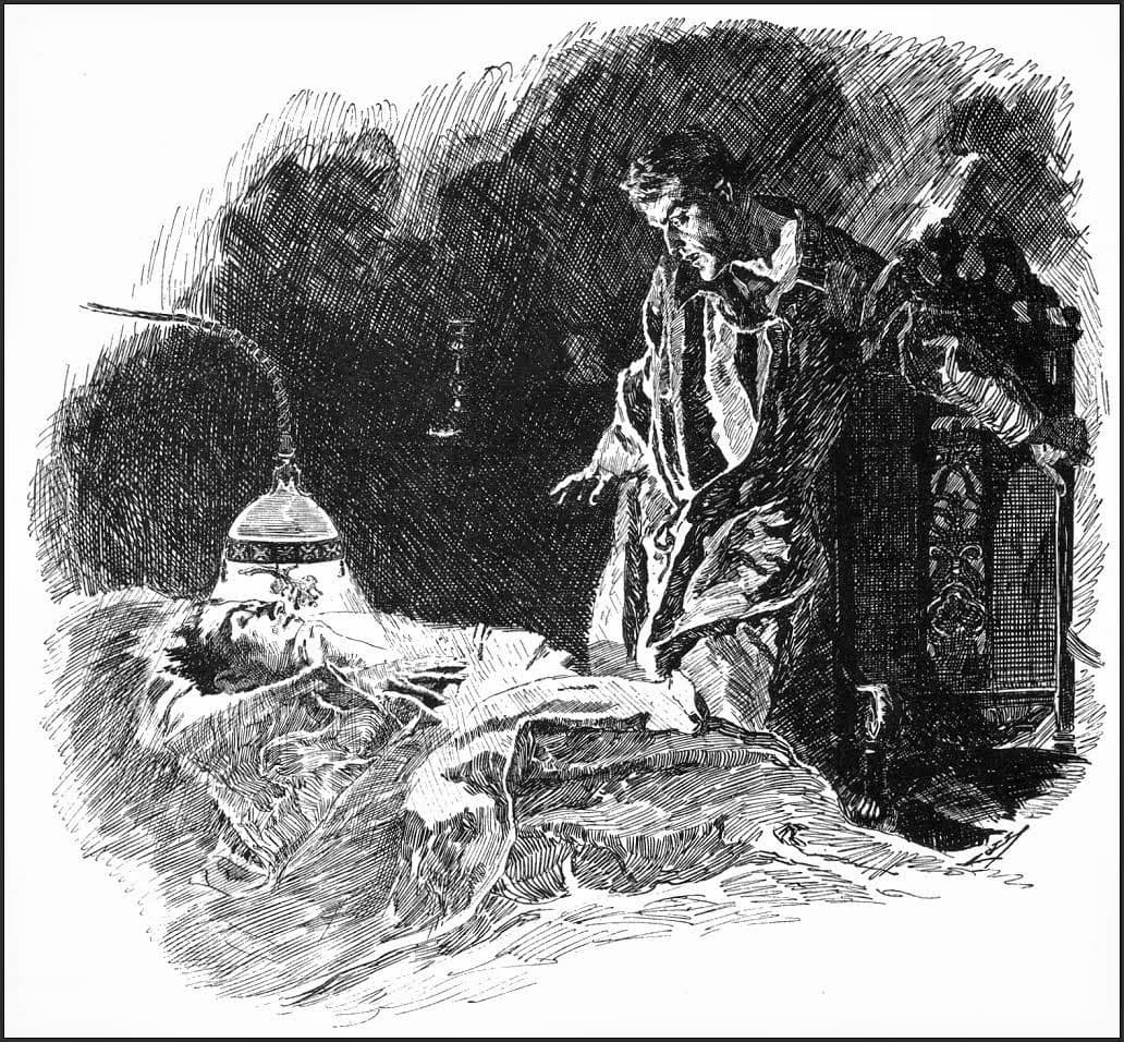 Victor Frankenstein watches over the Creature by Berni Wrightson (1983)