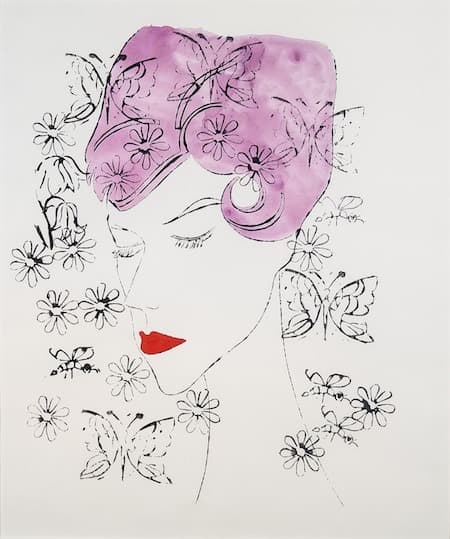 Woman's Head with Purple Hair by Andy Warhol (c. 1957)