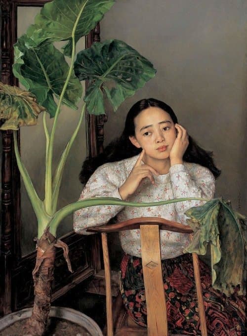 Young Woman with a Plant by Chen Yifei (1983)