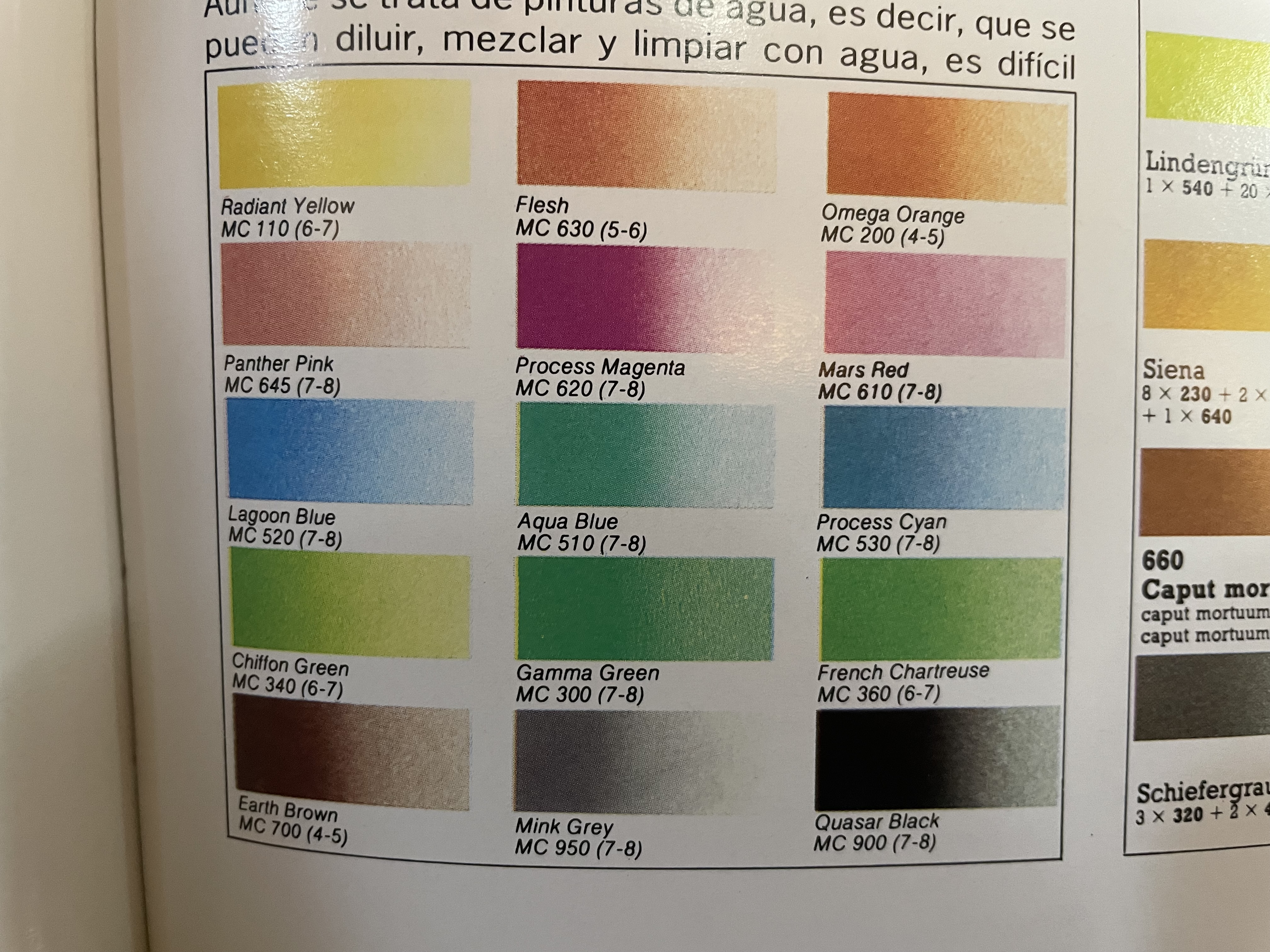 Document Color Swatches and Names from a Paint Chart