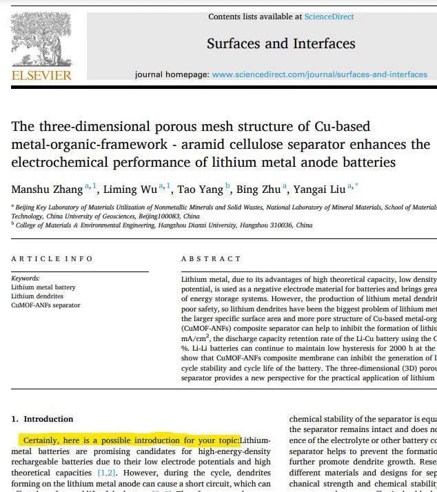 Document The three dimensional porous mesh structure of Cu based metal organic framework aramid cellulose separator enhances the electrochemical performance of lithium metal anode batter