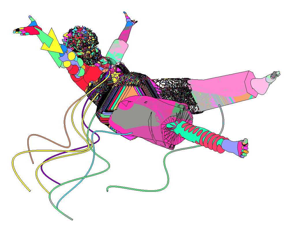 Illustration Abstract Colorful Geometric Figure With Wires On Black Background