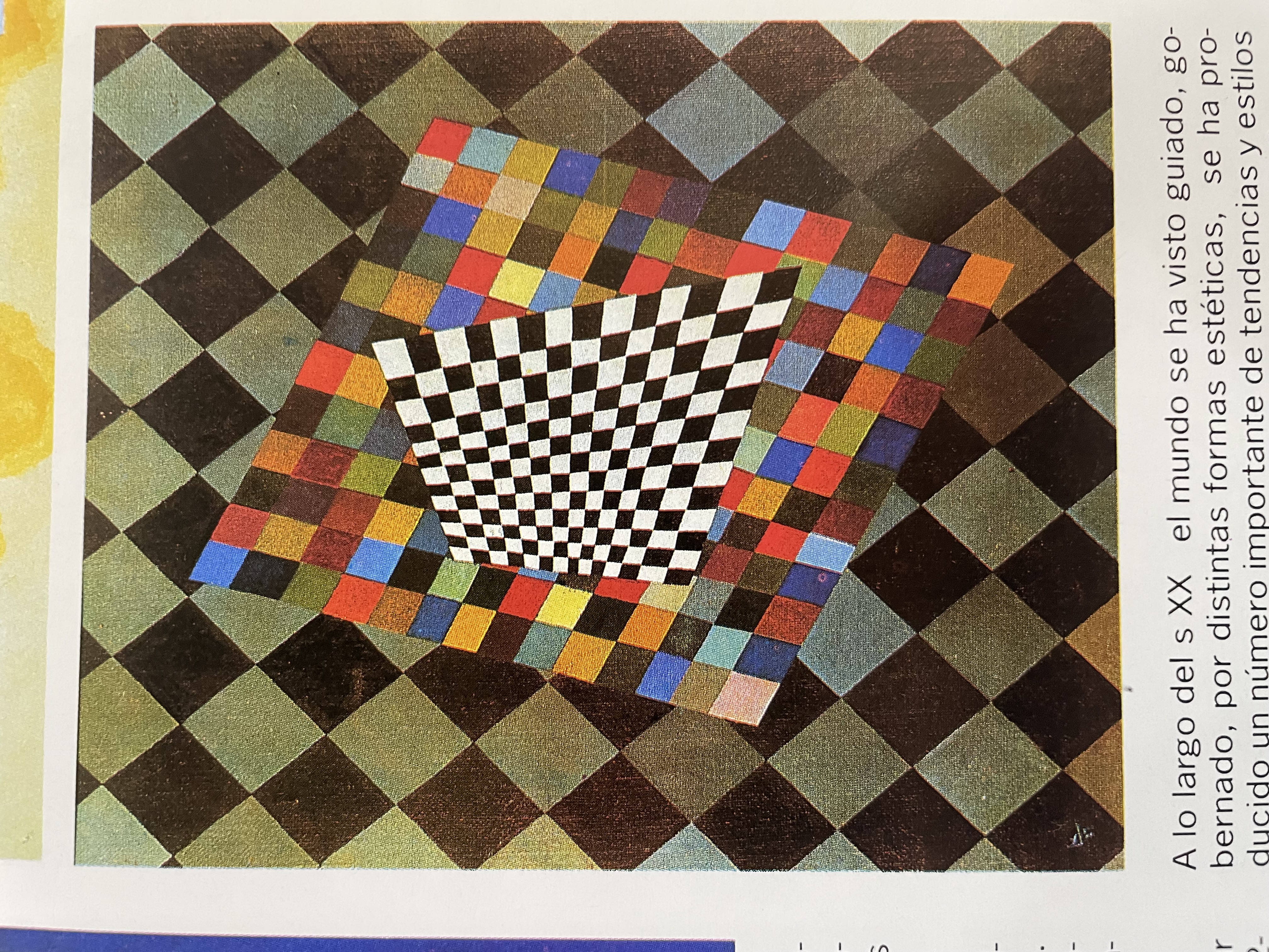 Illustration Abstract Geometric Pattern with Colorful Squares and Checkerboard
