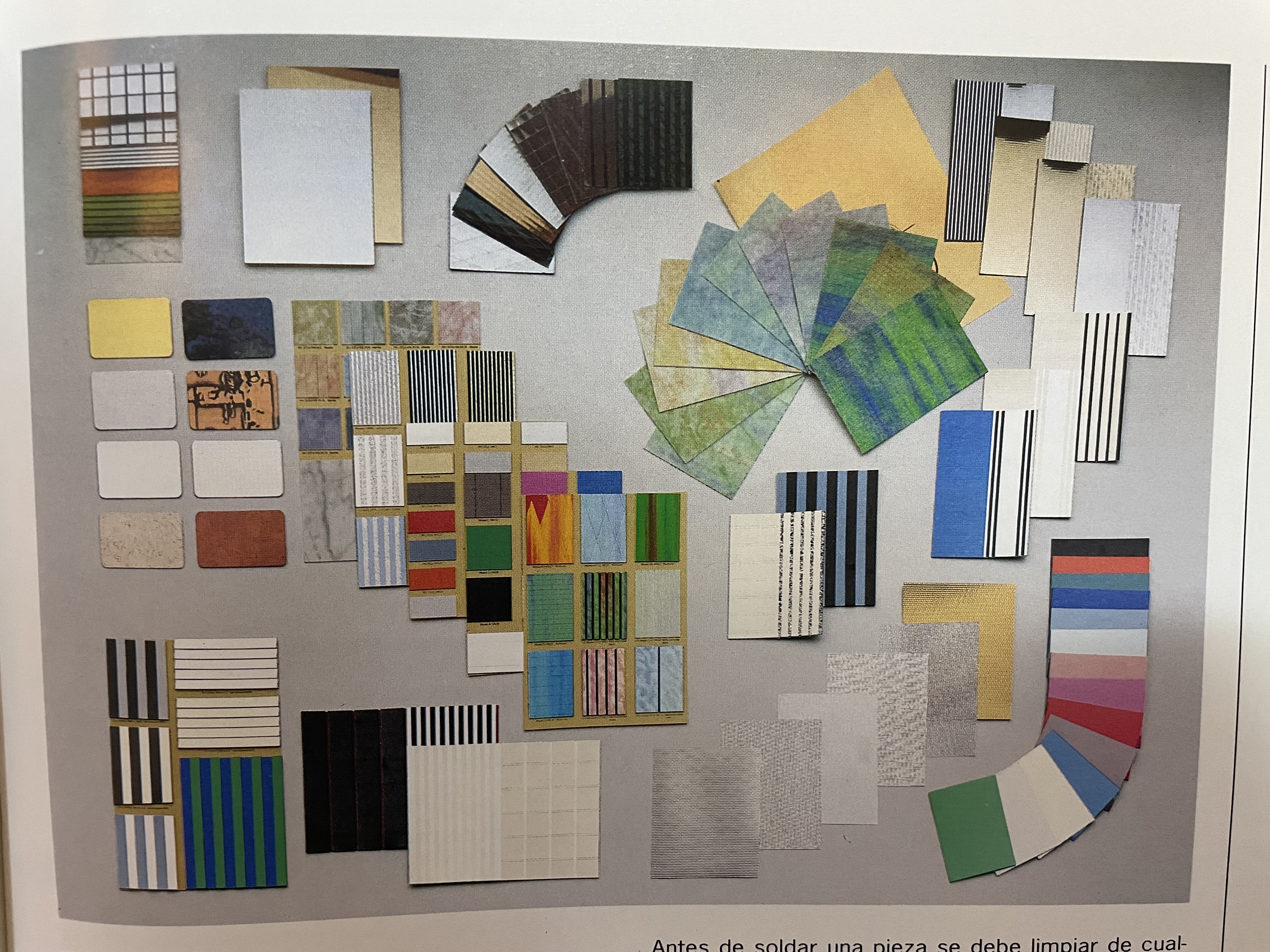 Illustration Arrangement of Material Swatches and Color Samples