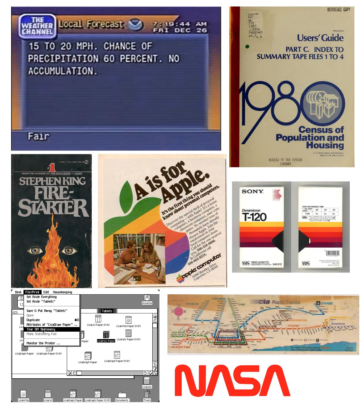 Illustration Collage of Vintage Technology, Media, and Information Graphics
