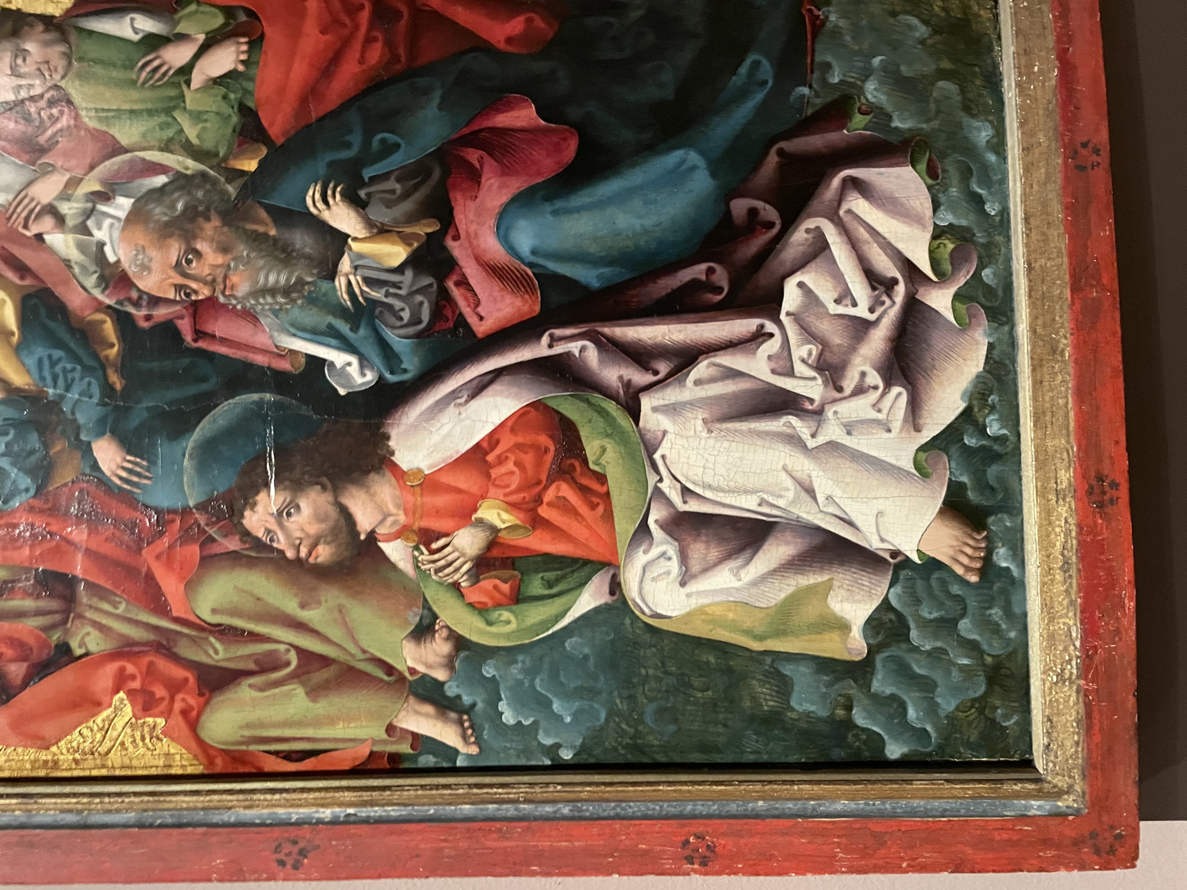 Illustration Painting of Multiple Figures in Colorful Draped Robes