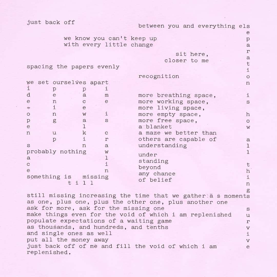 Typed Text Arrangement on Pink Background