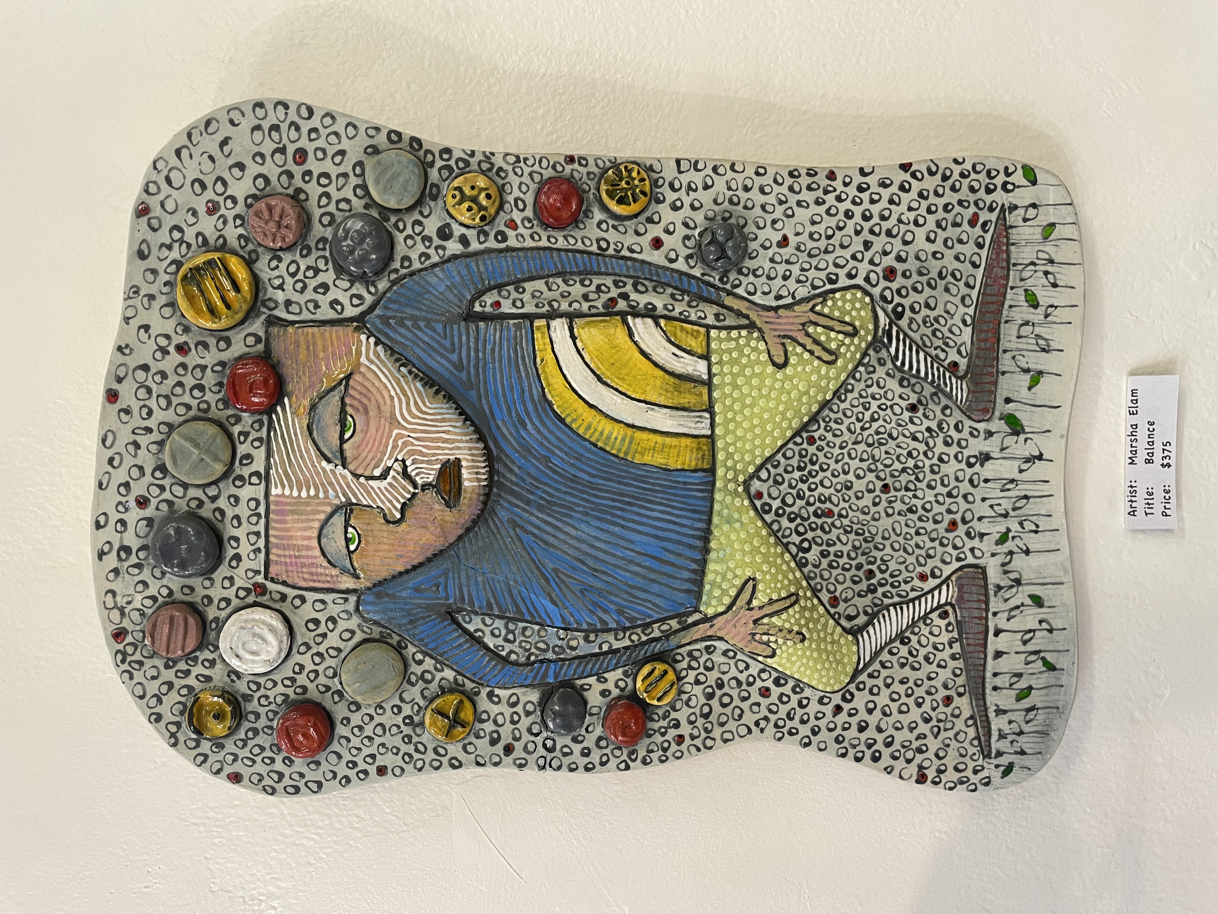 Illustration Stylized Figure With Textured Background And Colorful Embellishments