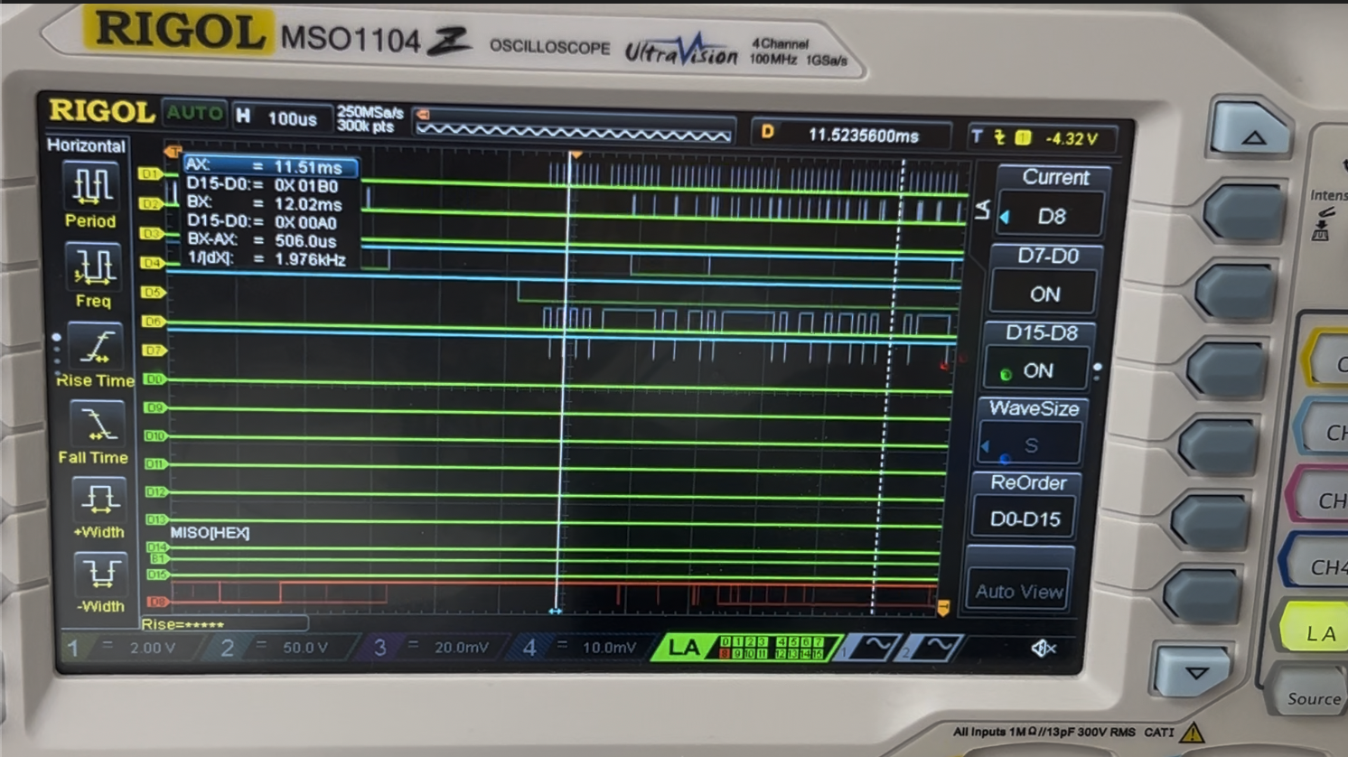 Logic Analyzer showcasing the SPI Protocol