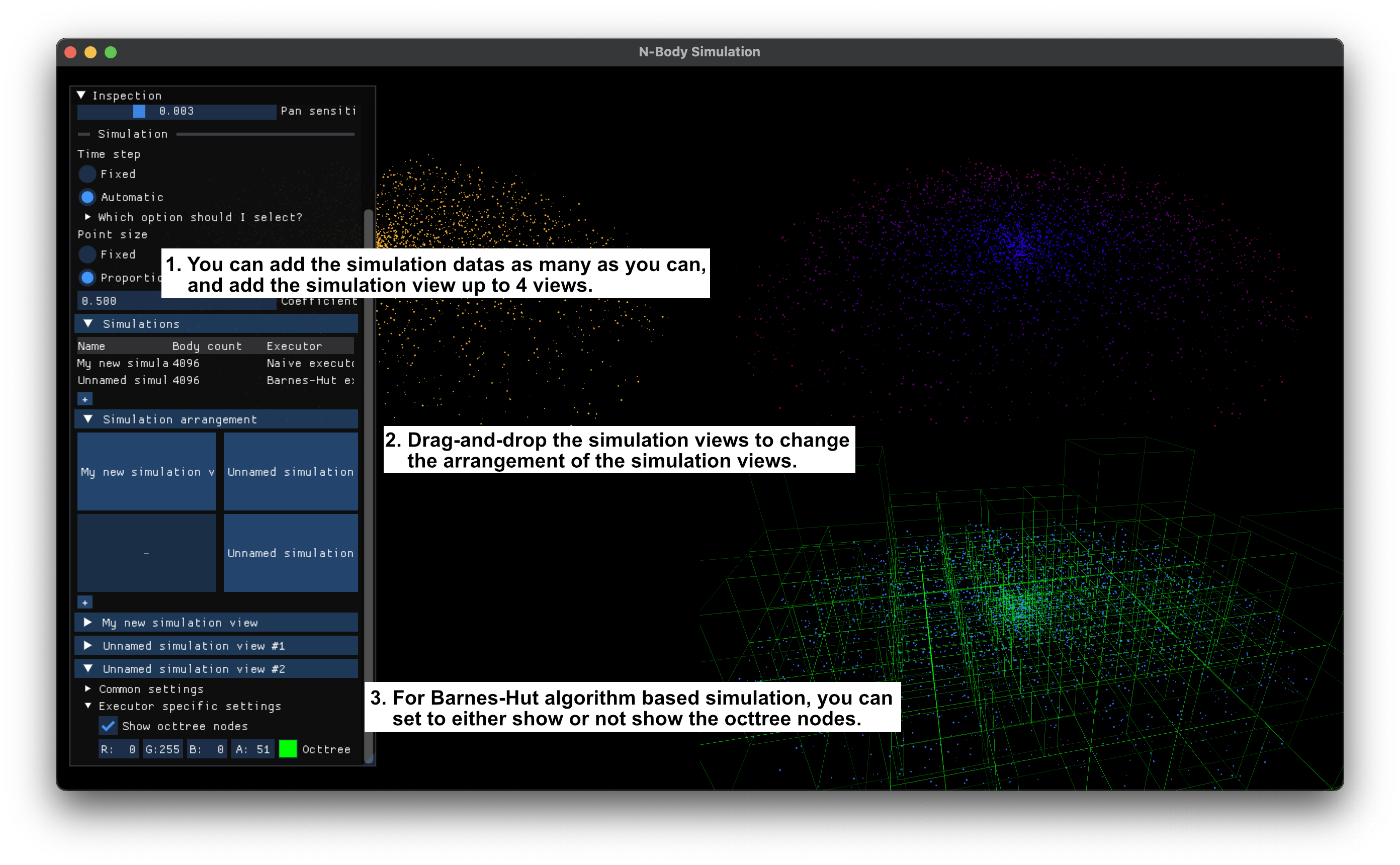 Simulation view arrangement