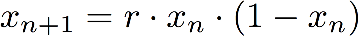 x_{n+1} = r * x_n * (1 - x_n)