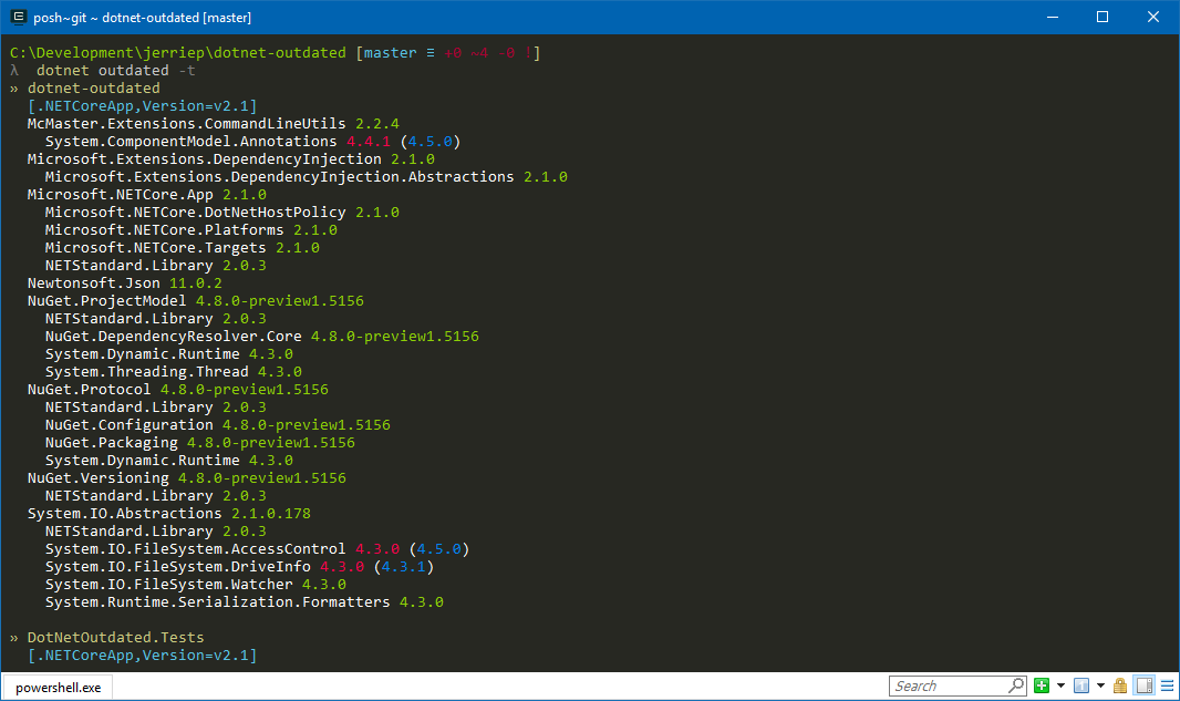 Screenshot of analysing transitive-dependencies