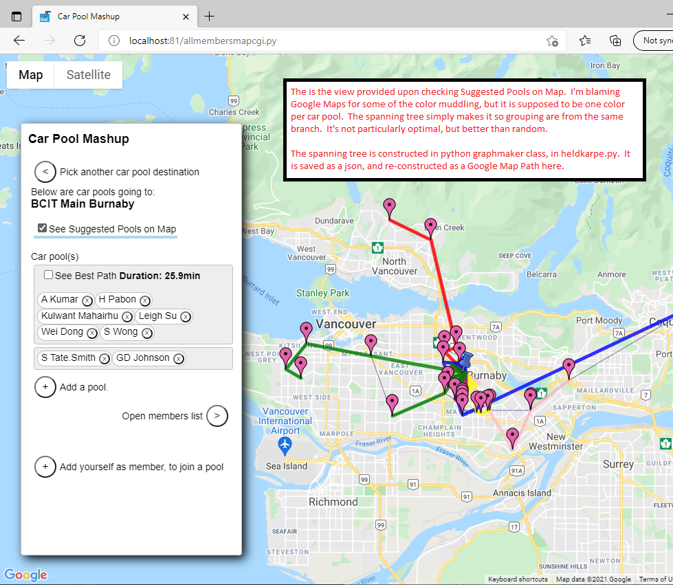 Web Suggested Car Pool Arrangement View