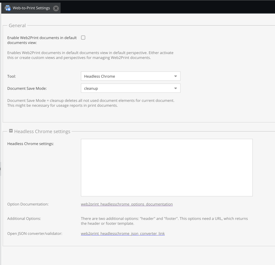 Web-to-Print Settings