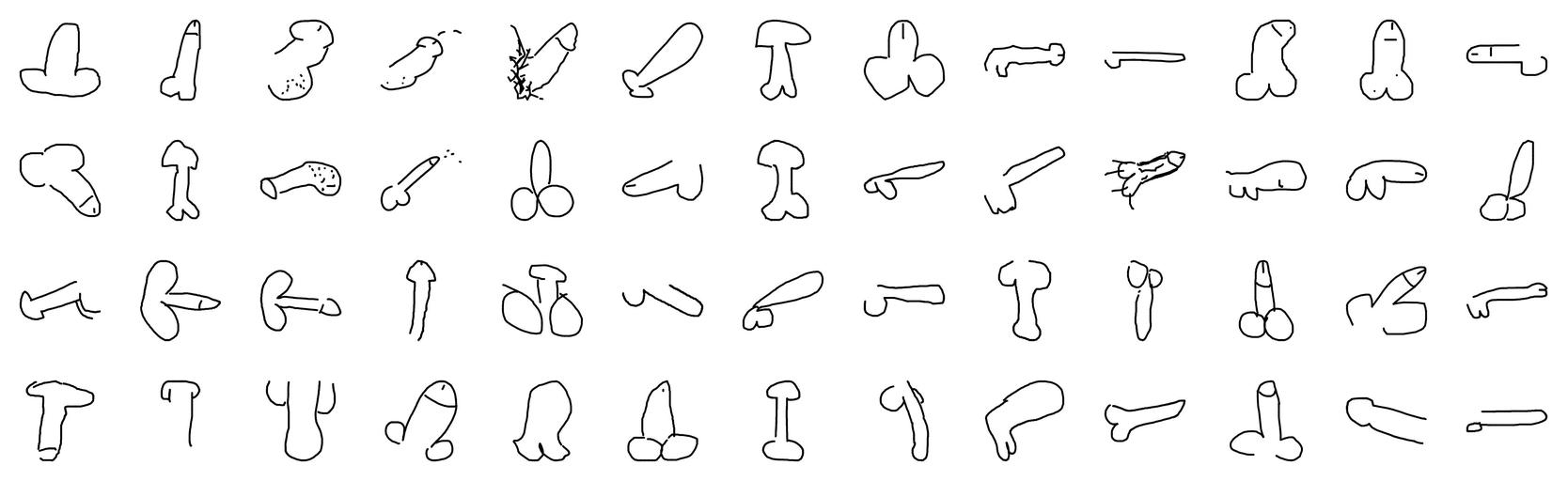*Do Not Draw a Penis*. Ensemble de dessins numériques de pénis