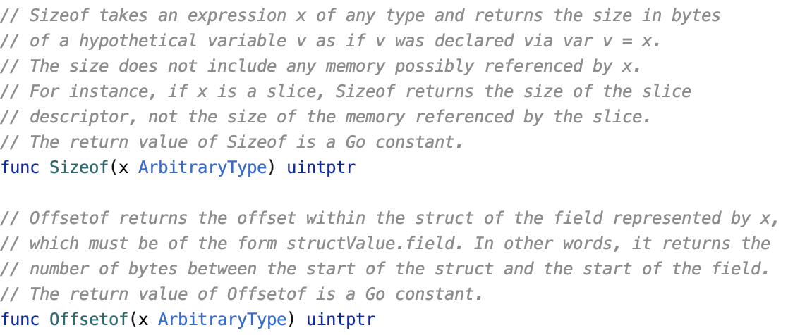 Example of the documentation of the unsafe package