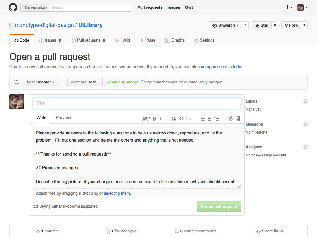 pull request template