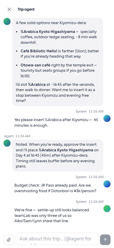 PWA trip agent sheet