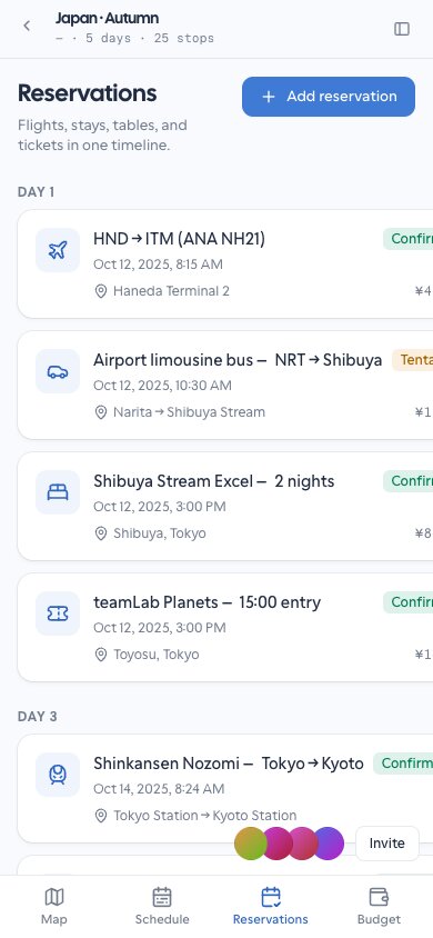 PWA reservations