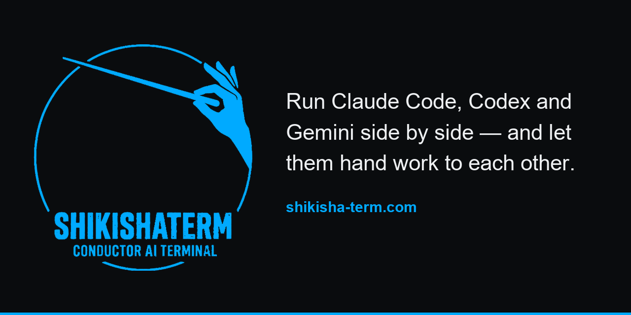 SHIKISHA-TERM — Run Claude Code, Codex and Gemini side by side